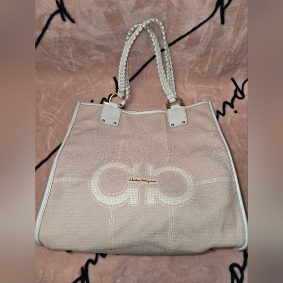 Salvatore Ferragamo Handbags - Salvatore Ferragamo Pink Canvas Tote Bag